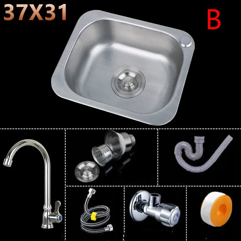 304 stainless steel sink single sink kitchen sink sink single basin thickened sink large single slot set WF907250