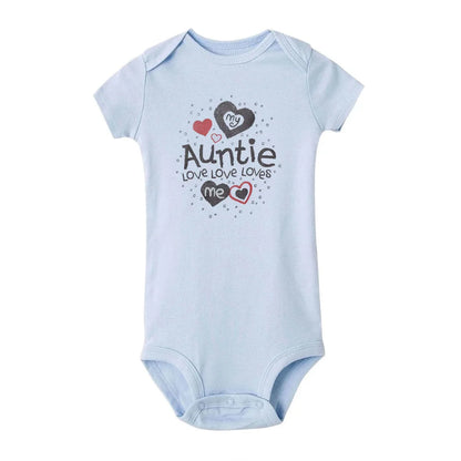 ICH LIEBE DICH ZUM MOND UND ZURÜCK & My Auntie Liebt Mich Gedruckt Jungen Mädchen Infant Playsuits Ein Stück schöne Baby Kid Romper Body