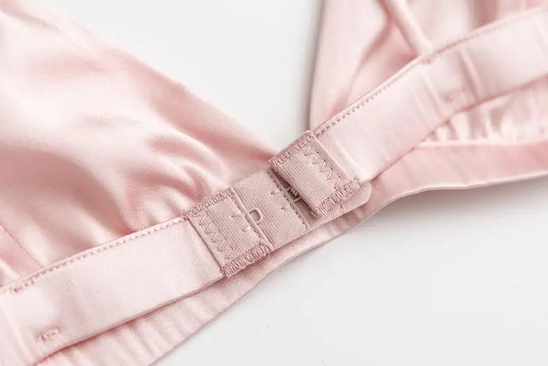 88% Natural Silk 12% Spandex Women Bra non-pad triangle cup everyday sexy Wireless Wire Free Bra Bralette TG121.