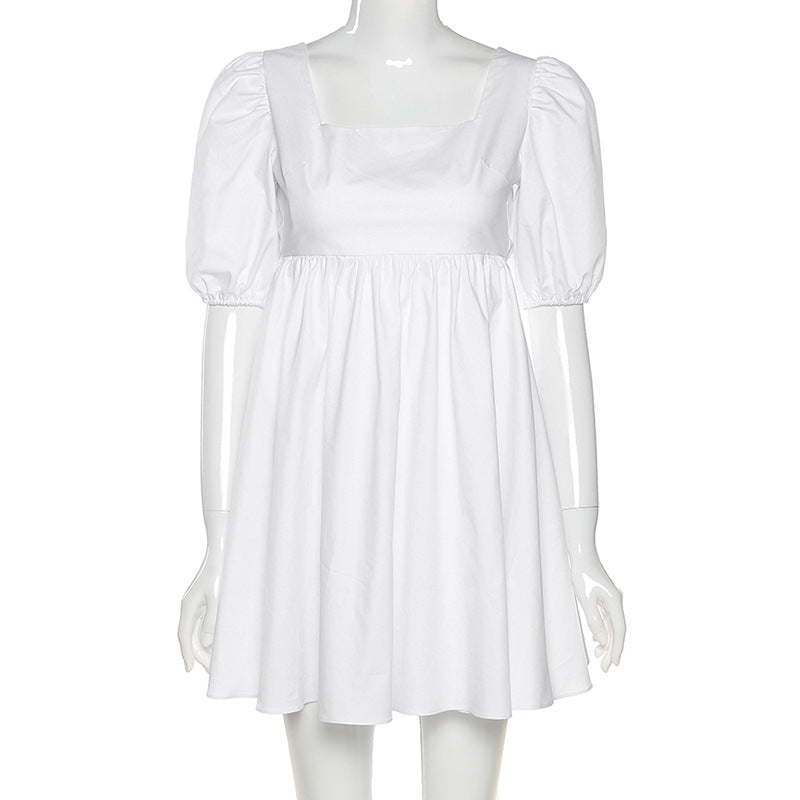 Sexy rückenfreie Minikleider mit Schnürung, Boho-Weiß, Puffärmel, süßes Kleid, schicke Damen, elegante Dame für Hochzeit, Party, Sommerkleidung.