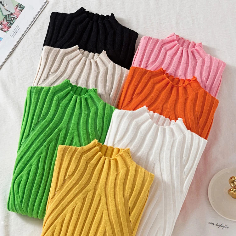 AOSSVIAO 2025, gestrickter Damen-Pullover mit Stehkragen, Rollkragenpullover, Herbst-Winter, Basic-Damenpullover, schmale Passform, Schwarz.