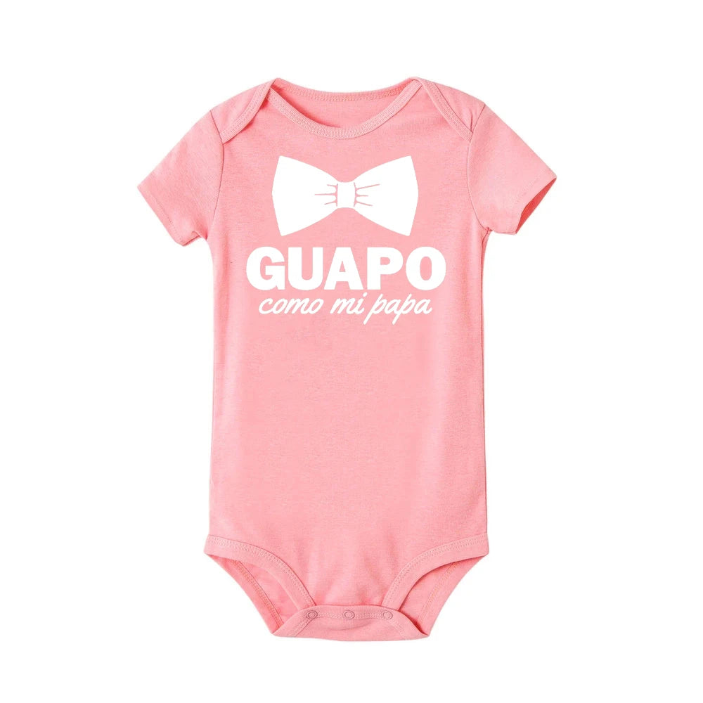 Lustiger spanischer Säuglings-Neugeborenen-Krabbelspielanzug Guapo Como Mi Papa Jungen Baby Lässige Bodys Kleidung Outfits Neuer Papa Beste Geschenke.