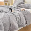 De Sofa Manta Queen Size Solid Color Plain Color Double Layers Thick Soft Winter Office Knee Blanket Rabbit Furry Plush Blankets.
