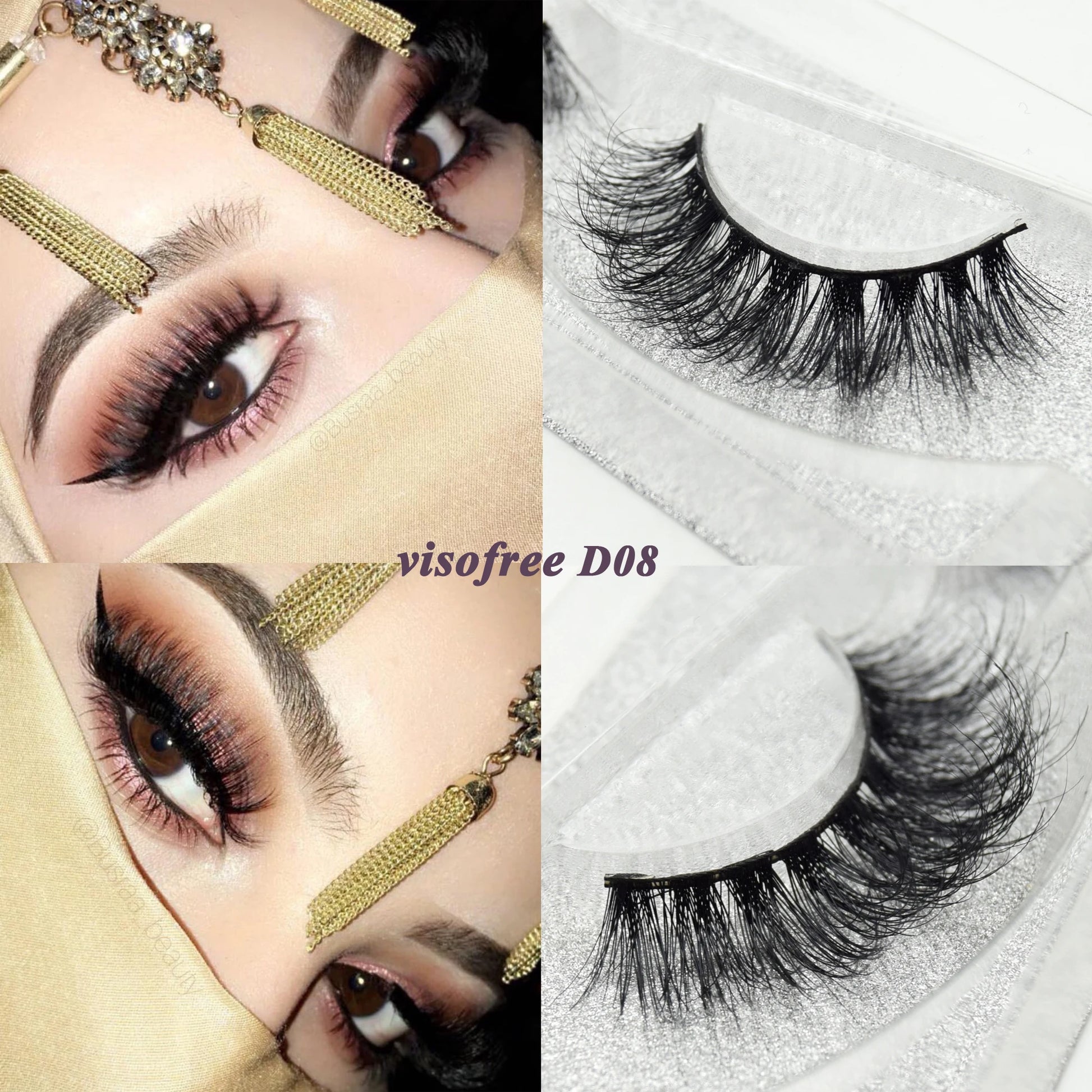 Visofree Eyelashes 3D Mink Eyelashes Long Lasting Mink Lashes Natural Dramatic Volume Eyelashes Extension False Eyelashes D08.