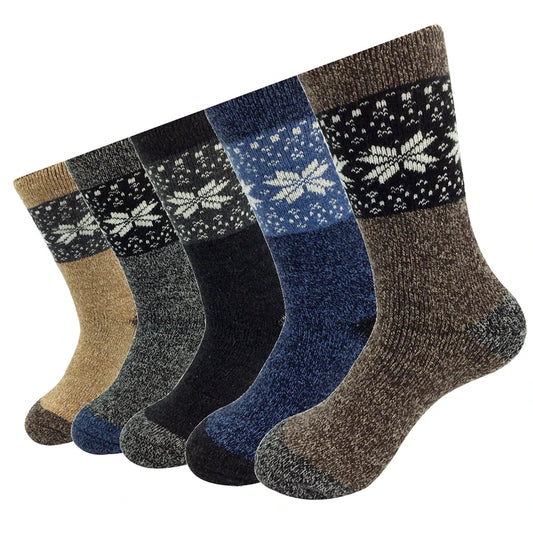 Thick Wool Socks Men Winter Warm Maple Leaf Patern Cashmere Vintage Socks Male Meias 5 Colors Plus Size Hot Sale 1 Pairs.