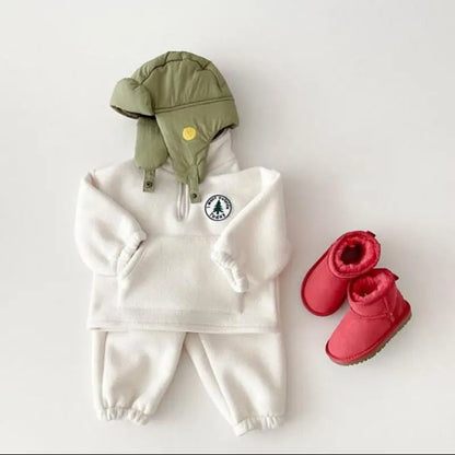 Baby Jungen Kleidung Sets Kinder Verdicken Sweatshirt Kinder Kleidung Mädchen Solide Baumwolle Langarm Pullover Tops + Hose Anzüge 2 stücke.