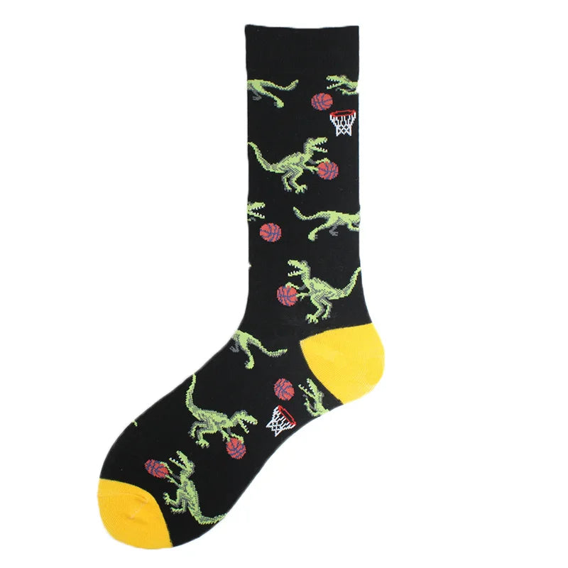 Cotton Happy Funny Socks Men Alien Planet Shark Crazy Design Sokken Unisex Novelty Dinosaur Crew Skateboard Calcetines Hombre.