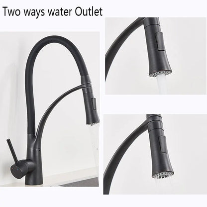 Kitchen Faucet Swivel Pull Down Black Hose Kitchen Sink Faucet Sink Tap Mounted Deck Bathroom Hot And Cold Water Mixer Crane