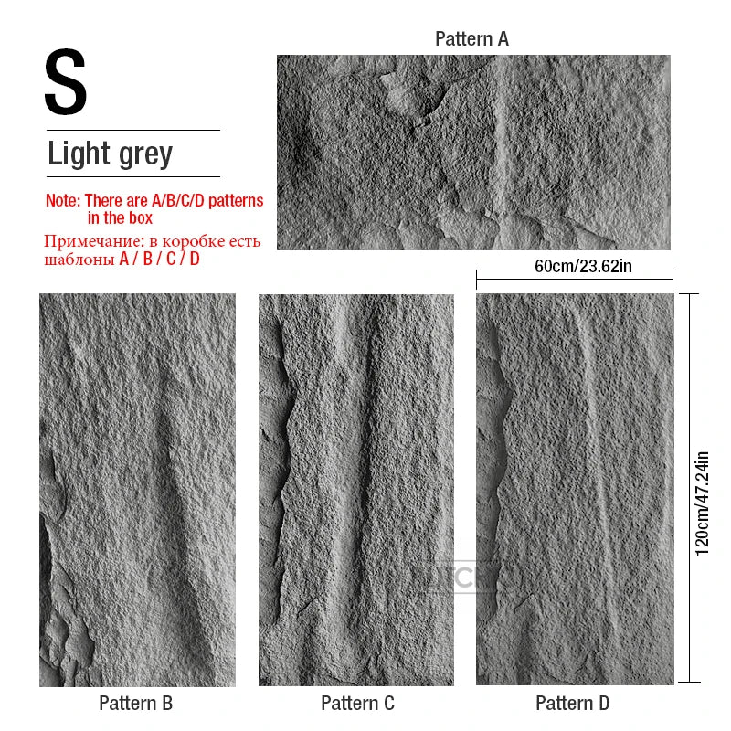 4 pcs 120x60cm high simulation stone 3D wall stickers stone pattern wallpaper wall covering living room 3D wall panel mold tile