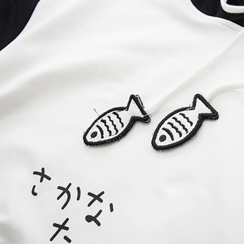 Spring Ladies Long Sleeve Cat Sweatshirt Womens Casual Kitty Cat Print Pocket Thin Hoodie Blouse Top Shirt худи женское платье.