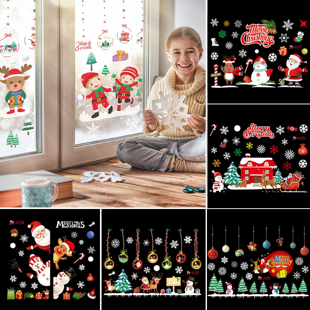 2025 Merry Christmas Wall Sticker Window Glass Merry Christmas Decor for Home Living Room Wall Decor 2026 Happy New Year Sticker.