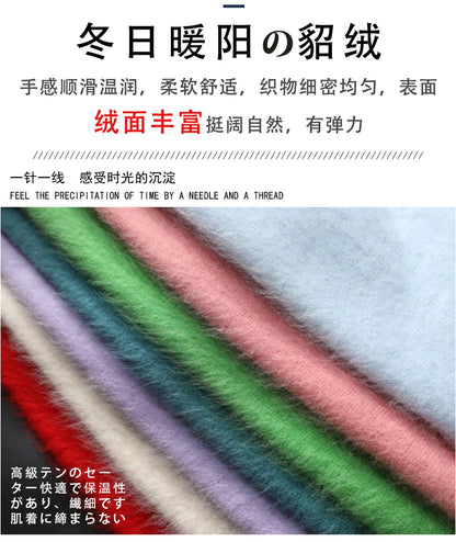 Herbst Winter 100% Nerz Kaschmir Pullover Frauen Strickwaren Pullover Dicke Warme Einfarbig Plus Größe Basis Hohe Revers Kleidung Tops.