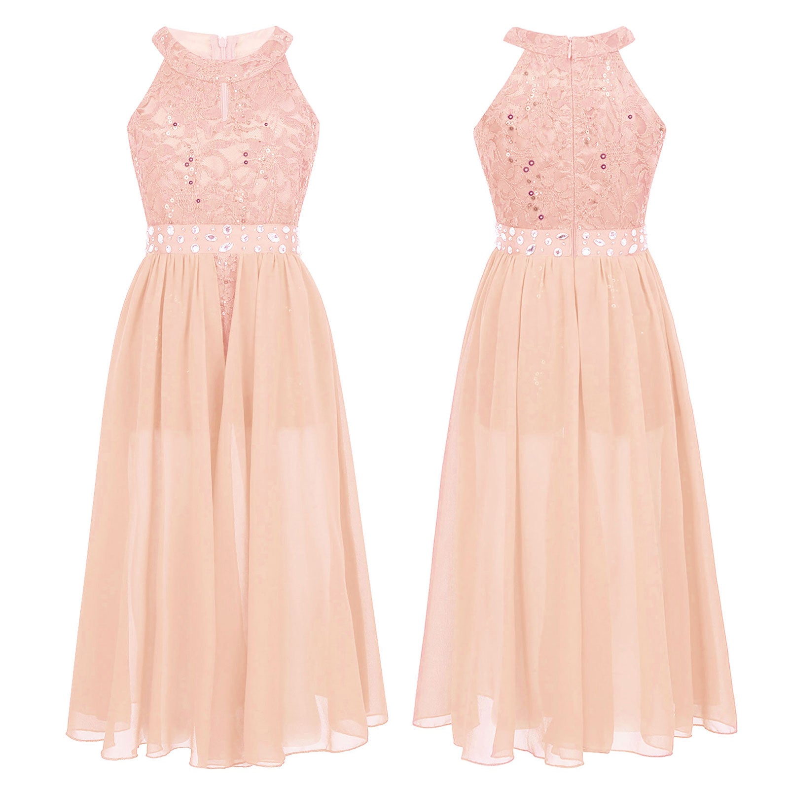 Kinder Mädchen Hochzeit Geburtstag Party Kleid Ärmelloses Blumen Spitze Strass Tanz Kleid Body für Pageant Bühne Leistung.