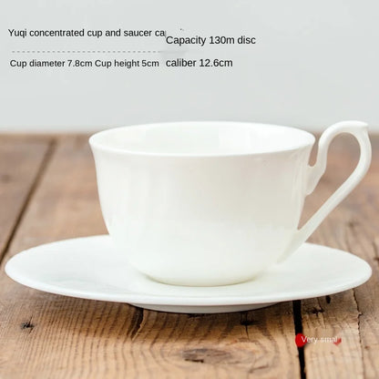 Pure White Bone China Coffee Cup Ceramic Simple Nordic Latte Cups Creative Fancy Afternoon Tea Cafe Coffee Cup and Saucer Spoon.