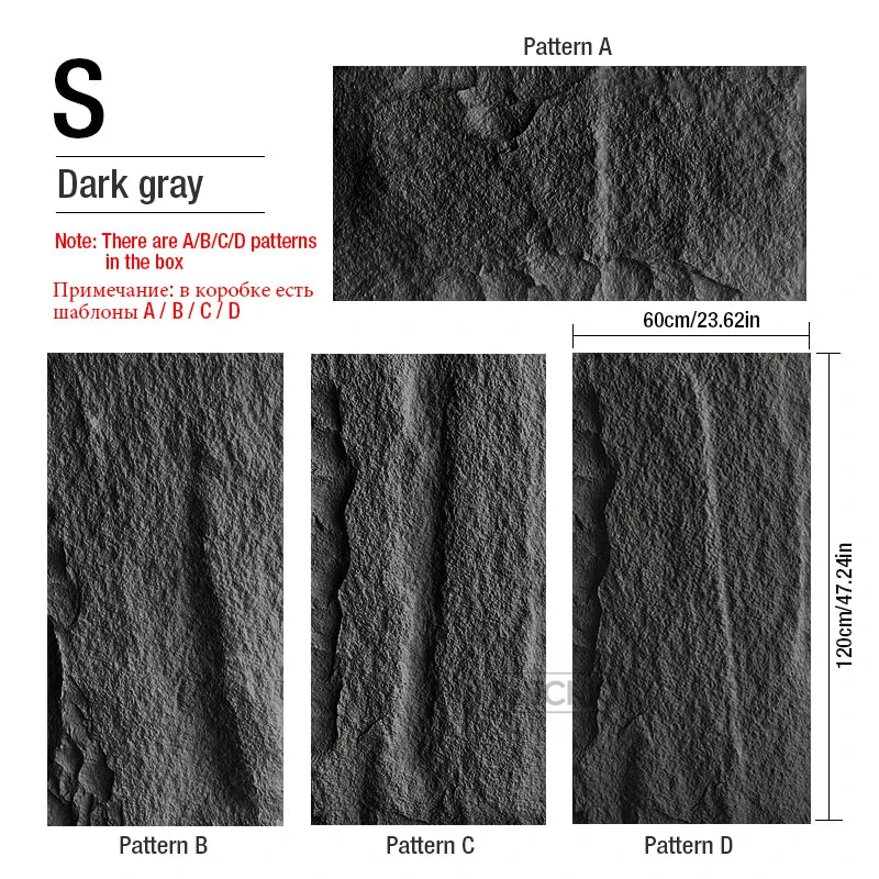 4 pcs 120x60cm high simulation stone 3D wall stickers stone pattern wallpaper wall covering living room 3D wall panel mold tile