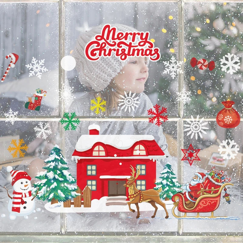 2025 Merry Christmas Wall Sticker Window Glass Merry Christmas Decor for Home Living Room Wall Decor 2026 Happy New Year Sticker