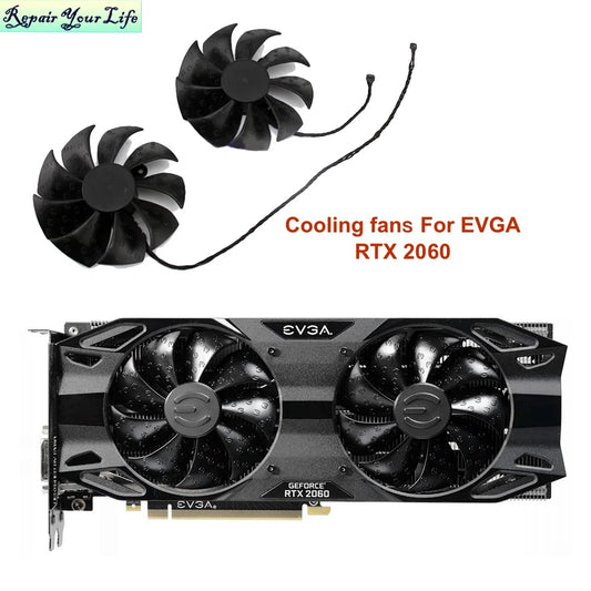 VGA Graphics Card Fans for EVGA GeForce RTX 2060 XC Ultra Gaming 6GB GDDR6 Dual HDB 06G-P4-2166-KB PLA09215S12H PLD09220S12HS.