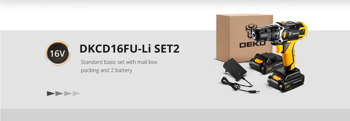 DEKO Akku-Bohrschrauber, 12 V, 16 V, 20 V, Mini-Wireless-Elektrowerkzeuge, DC-Lithium-Ionen-Akku, Elektroschrauber, Heim-DIY-Bohrmaschine