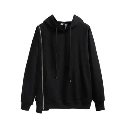 150Kg Plus Größe frauen Frühling Herbst Lose Mit Kapuze Sweatshirt Büste 154cm 6XL 7XL 8XL 9XL 10XL Lange hülse Gefälschte Zipper Top Schwarz