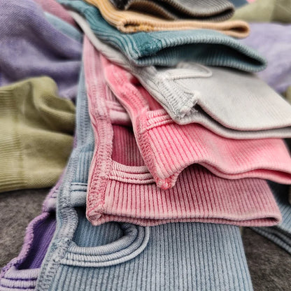 Hamidou Cropped Top Gym Set Seamless Women Yoga Workout Set Fintess Clothing Push Up Leggings Sport Wear Women Suits Tracksuit