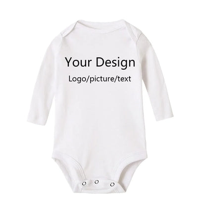 DIY IHR DRUCK ODER LOGO Neugeborenen-Anpassungs-Body, Langarm- und Kurzarm-Overall, einfacher, maßgeschneiderter TEXT-Babyspielanzug.