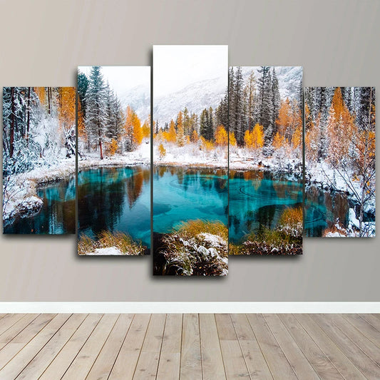 Landscape Canvas Posters Home Decor 5 Pieces Natural Lake Paintings Wall Art Scenery Pictures Modular Living Room Decor Unframed.