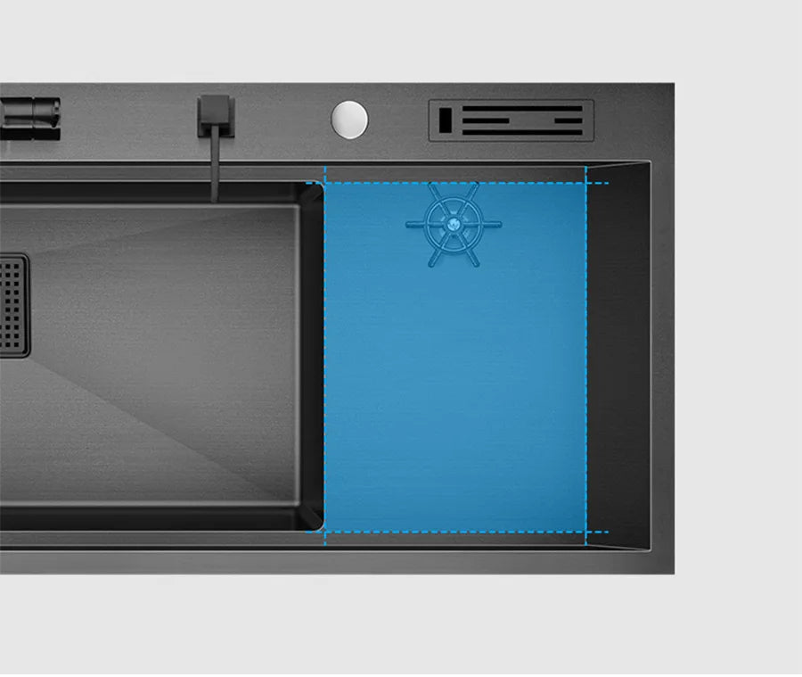 ASRAS New Nanometer Large Size Single Cup Rinser Kitchen Sink 4mm Thickness 220mm Depth With Drain Plate Knife Holder Sinks