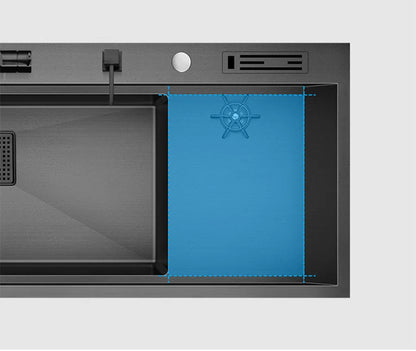 ASRAS New Nanometer Large Size Single Cup Rinser Kitchen Sink 4mm Thickness 220mm Depth With Drain Plate Knife Holder Sinks