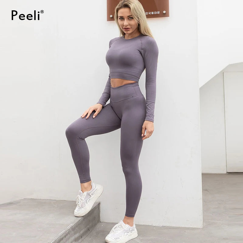 2/3 Piece Set Women Gym Wear Seamless Yoga Set Sports Bra Crop Top High Waist Leggings Fitness Sportswear Workout Outfits Woman.