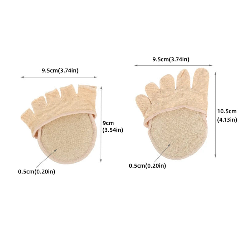 2Pcs=1Pair Toe Separator Foot Care Half Insoles Five Finger Socks Pads Bunion Sleeve Protector Hallux Valgus Forefoot For Women.