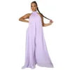 Women Fashion New Loose Sleeveless Solid Color Halter Sexy Backless Wide Leg Long Pants Lady Siamese Trousers Casual Jumpsuit