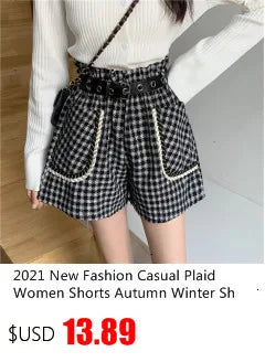 2022 Spring Autumn New shiny sequins Plaid Shorts with Belt for Lady Rhinestone Bright Silk Tweed Folding Short Boots Women.