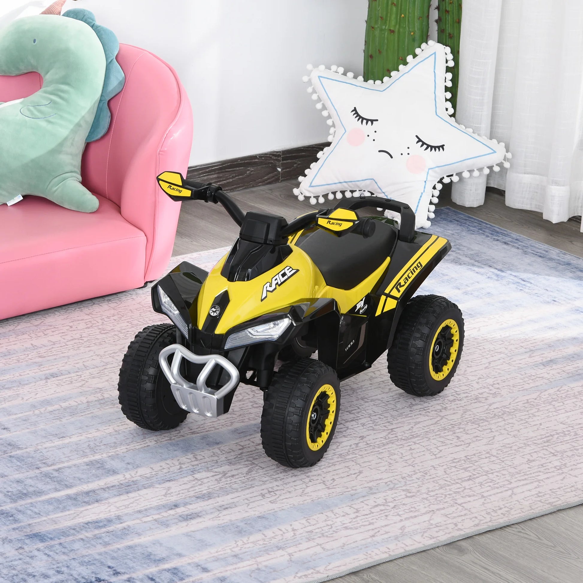 HOMCOM Quad ATV Walker for children over 18 months with lights and music support up to 20 kg 67,5x38x44 cm.
