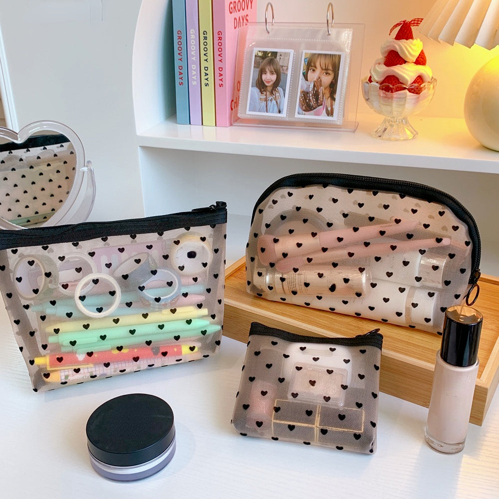 Women Mesh Cosmetic Bag Travel Storage Makeup Bag Organizer Female Make Up Pouch Portable Small Large Toiletry Beauty Case.