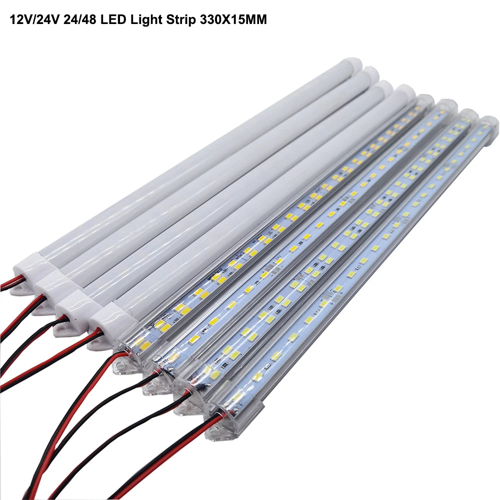 1PCS 12V/24V 24/48 LED Light Strip 330X15MM Hard Rigid Tube Bar Lamp IP65 Waterproof 5730-led bead Lights Strips For DIY.