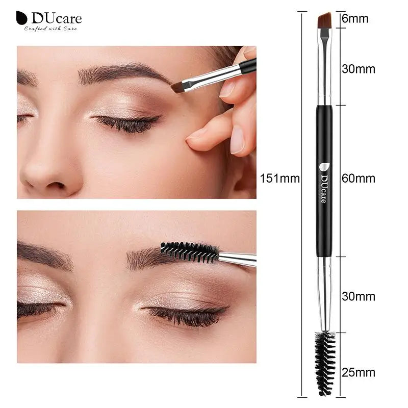 DUcare Eyebrow Brush Eyelash Comb makeup brushes Dual Ended Angled brush Spoolie brush 2 in 1 Lash eyebrow brush set makeup tool.