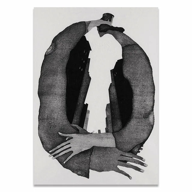 Modern Black White Abstract Characters Fashion Canvas Paintings Posters and Prints Wall Art Pictures for Living Room Home Decor.