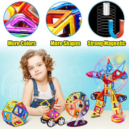30-168PCS Medium Size Magnetic Building Blocks Magnet Designer Construction Set Montessori Educational Toys For Kids Gifts.