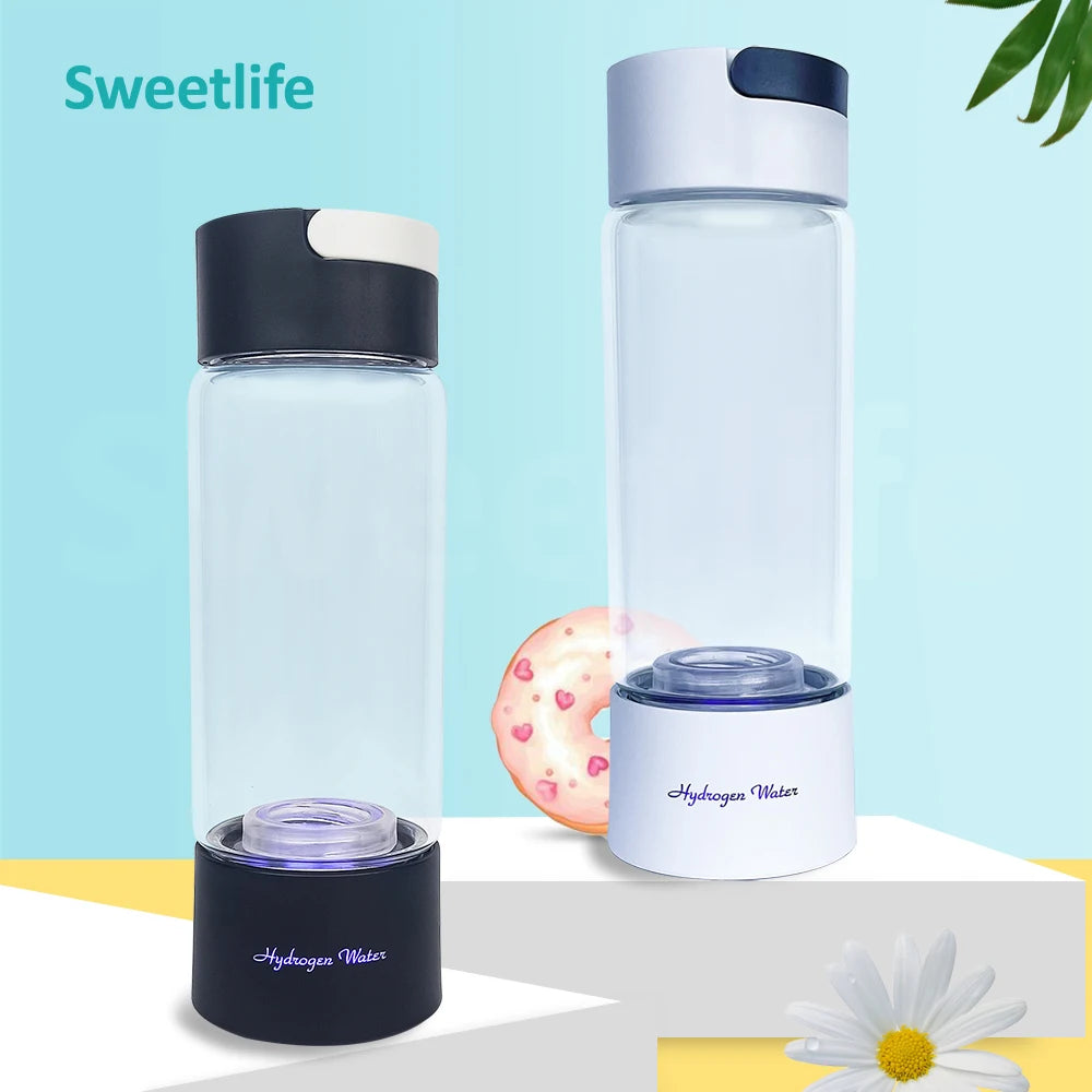 Max 3000ppb Hydrogen Rich Water Generator- 3 in 1 use(Breath with tube) DuPont SPE+PEM Dual Chamber H2 electrolysis Water Bottle.