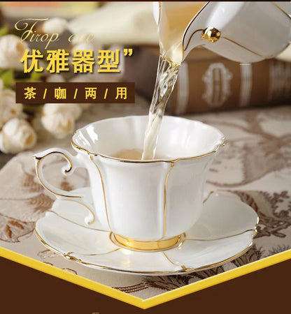 Bone China Coffee Set Europe Porcelain Tea Set Simple Ceramic Pot Creamer Sugar Bowl Teatime Teapot Coffee Cup Mug Coffeeware.