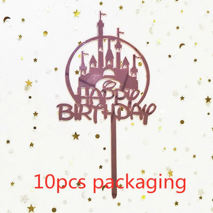 10 Stück Roségold Happy Birthday Kuchendeckel Silber Schwarz Schlichtes Design Acryl Kuchendeckel Babyparty Party Dessert Dekoration