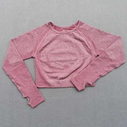 New Seamless Yoga Top Long Sleeve Workout Tops For Women Fitness Gym Crop Top Athletic Gym Shirts Women Sportswear Active