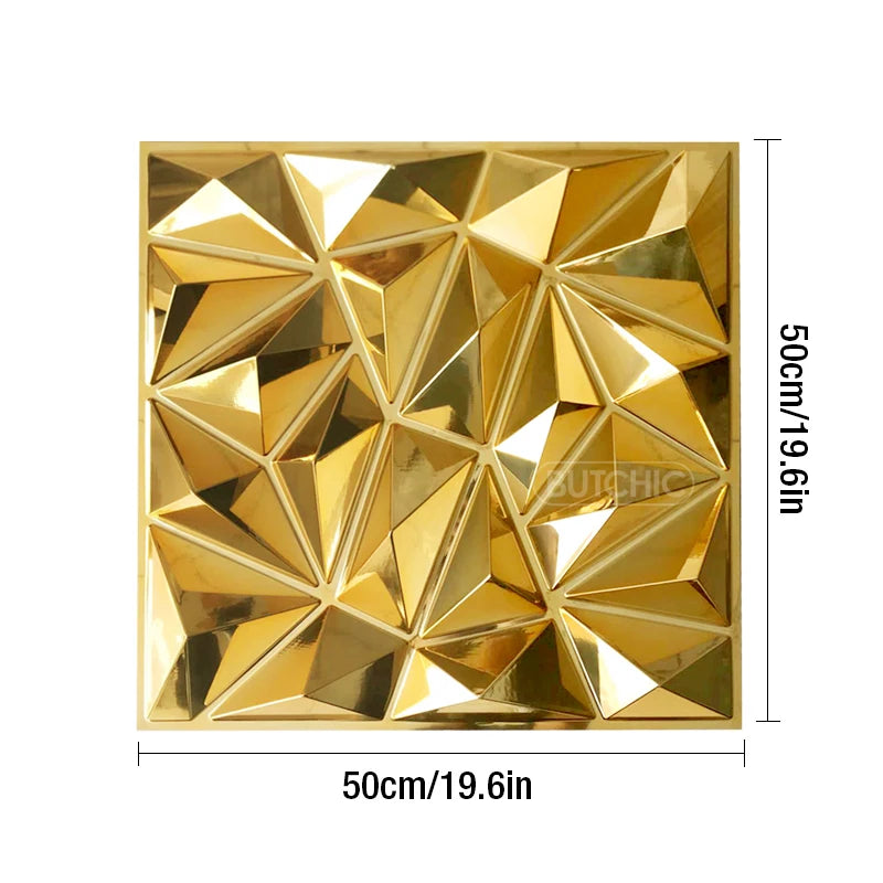 12 PCS 50x50cm car Metal plating color 3D Wall Panel gold luxurious electroplate 3D Wall Stickers Wedding party background wall