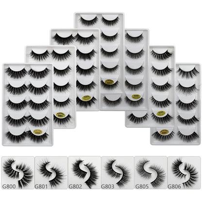 MEISHENJIE 5 pairs eyelashes 3d mink lashes natural long 1 box mink eyelashes 1cm-1.5cm 3d false eyelashes full strip lashes.