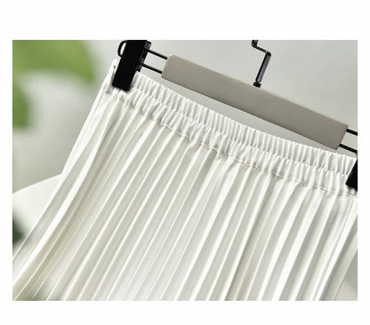 Looks Thin Pleated Skirt 2025 New High Waist A-line Skirt Mid-length Big Size Plaid Skirt Long Pleated Skirt Length 75-90cm