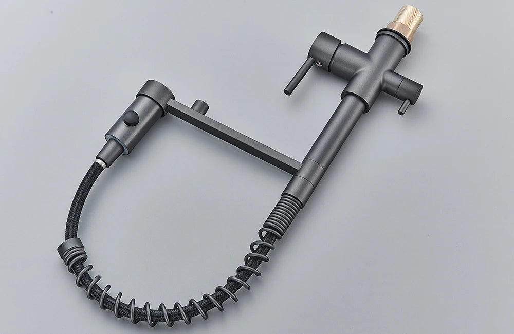 Filter Kitchen Faucet 2 In 1 Pull Down 360° Flexible Drinking Pure Water Purification Faucets Brass Hot Cold Water Mixer Tap