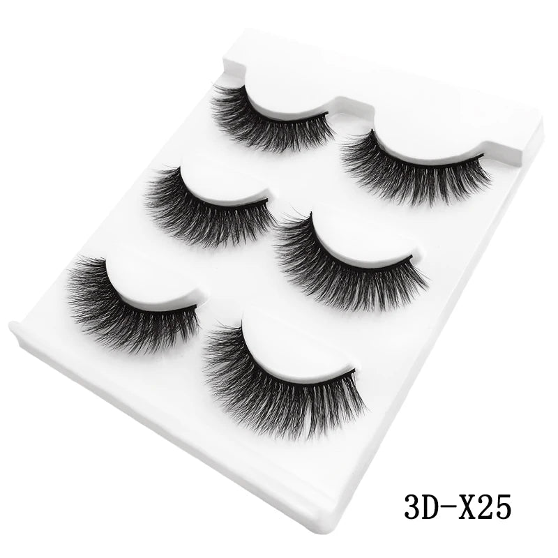 3 Pairs natural false eyelashes thick makeup real 3d mink lashes soft eyelash extension fake eye lashes long mink eyelashes 3d