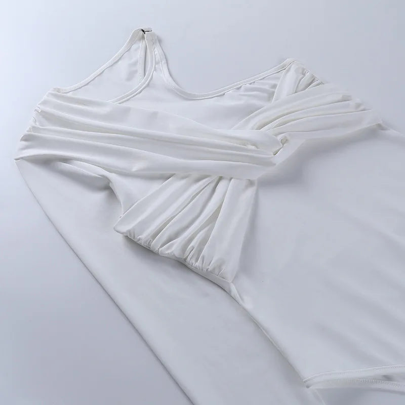 One Shoulder Sexy Backless Twist Bodysuits Women Long Sleeve Top Slim High Waist Bodysuit Club Party Streetwear