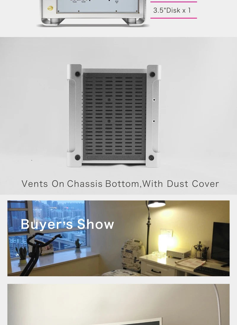 METALFISH MetalGear Plus Aluminum Mini HTPC Case Mini ITX Cases Computer Gaming PC Desktop Case.