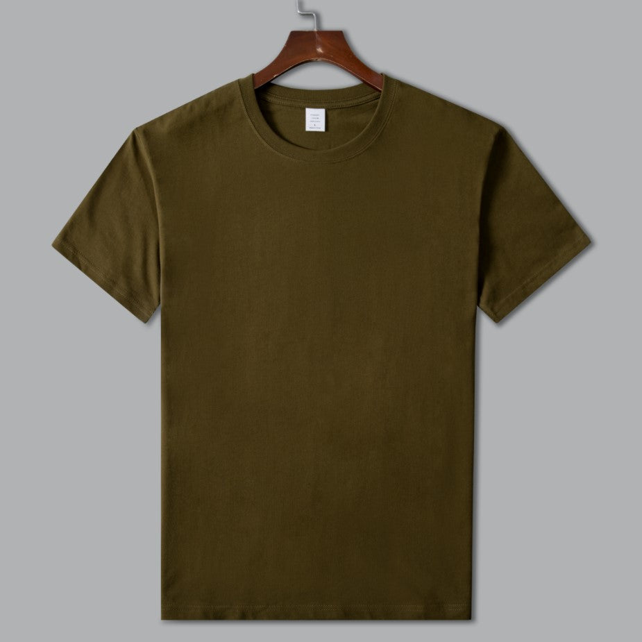 MRMT 2025 Brand New Man's 220g Pure Cotton T Shirt Men Man Solid Color Short Sleeved Combed Cotton Round Neck Thickening.